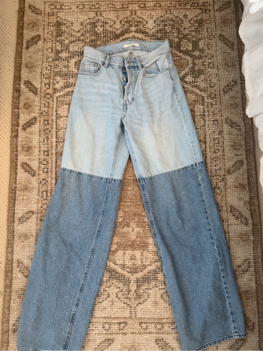 PacSun Two-Tone Light and Dark Blue Wide Leg Jeans